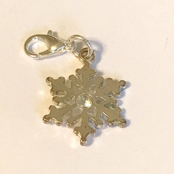 Snowflake Charm for Bracelet Zipper Pull Backpack Purse Charm Silver Tone - Picture 6 of 7